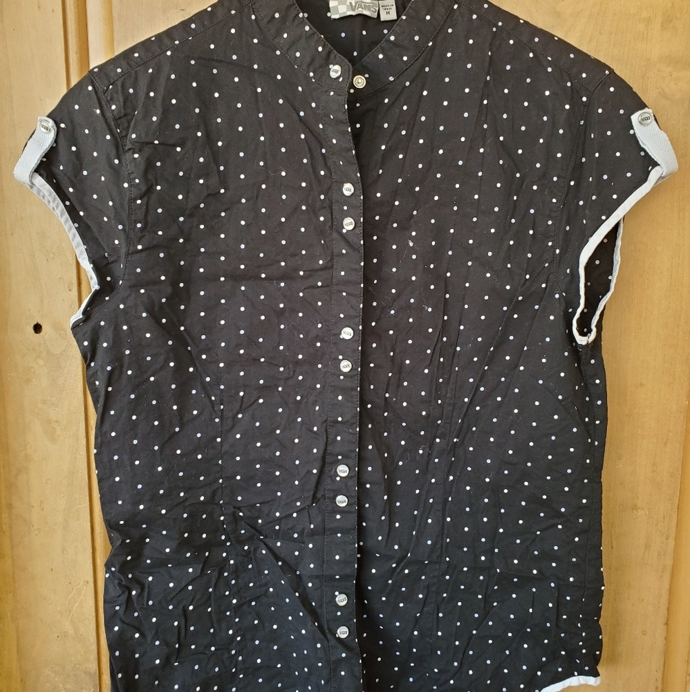 Vans polka dot western snap blouse